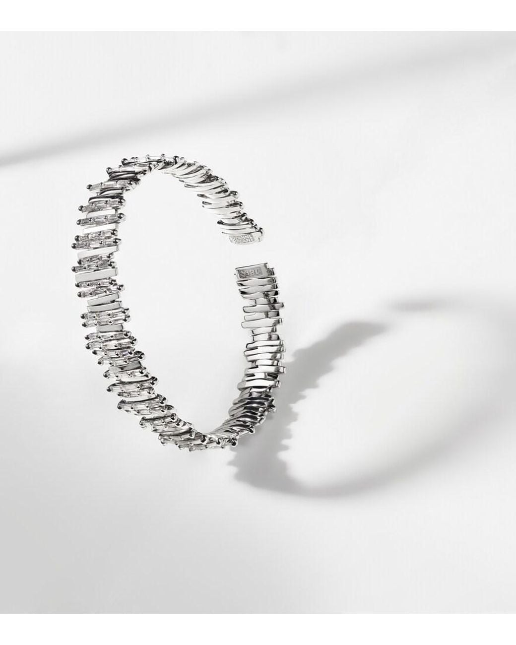 Suzanne Kalan Metallic Classic Milli 18Kt Bangle With Diamonds
