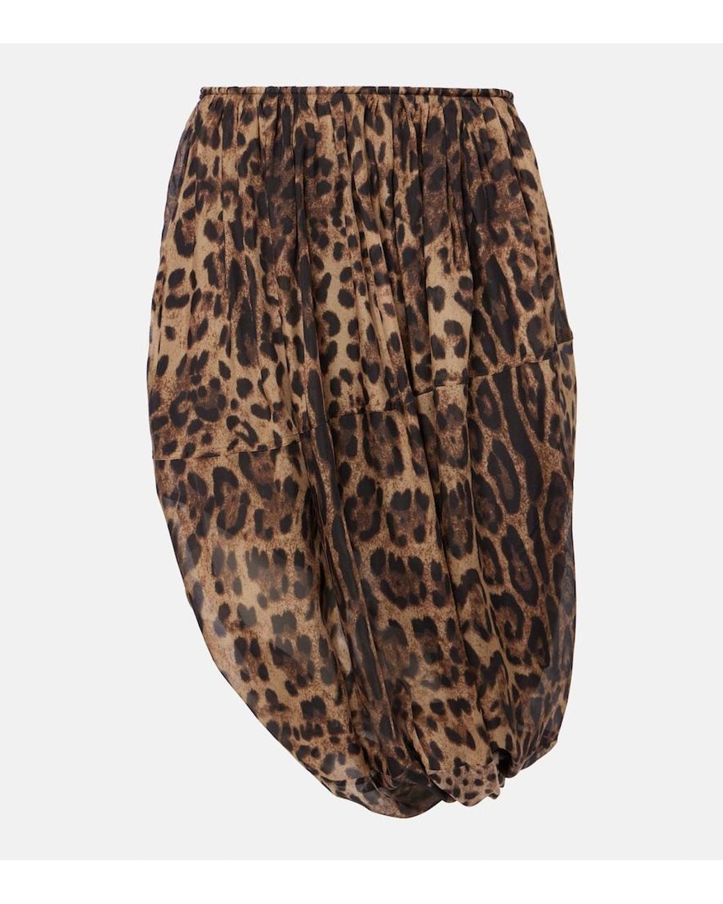 JACQUES WEI Brown Leopard-Print Chiffon Midi Skirt