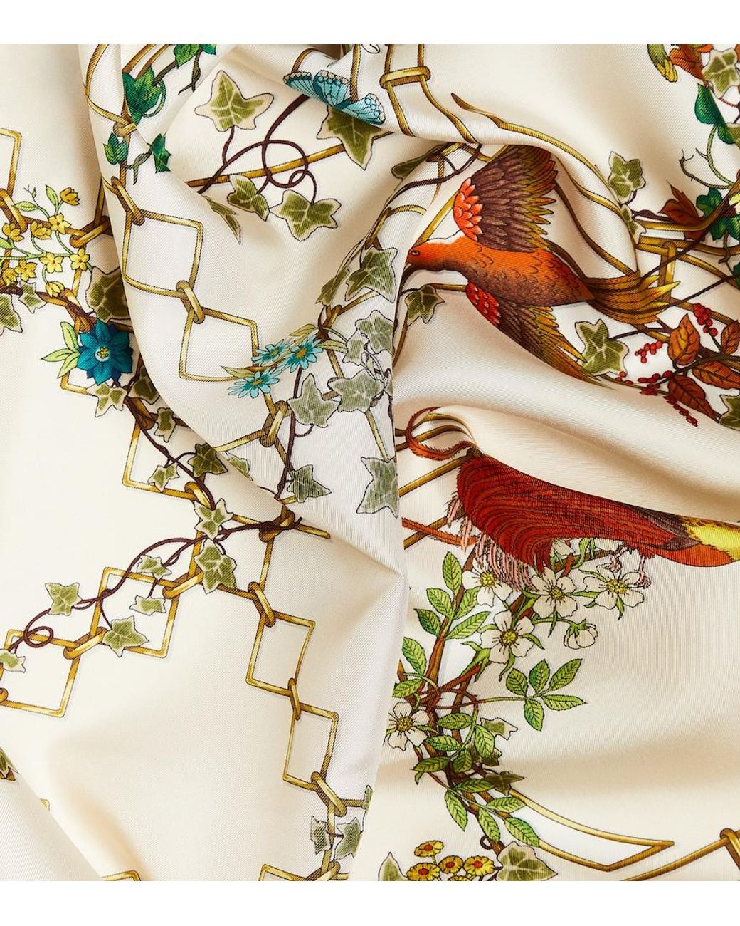Gucci Natural Silk Floral Scarf