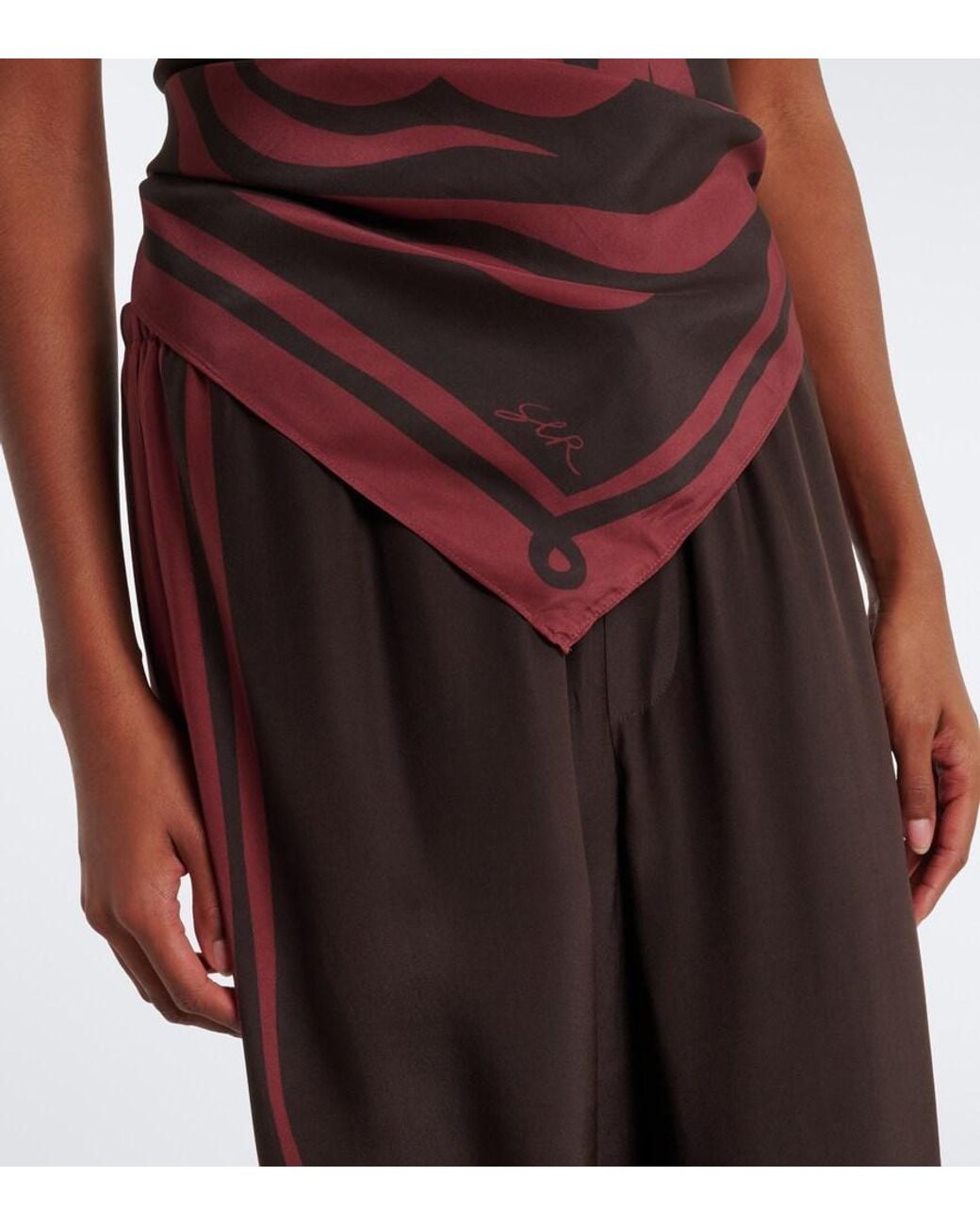 Sir Red Printed Silk Satin Scarf Top