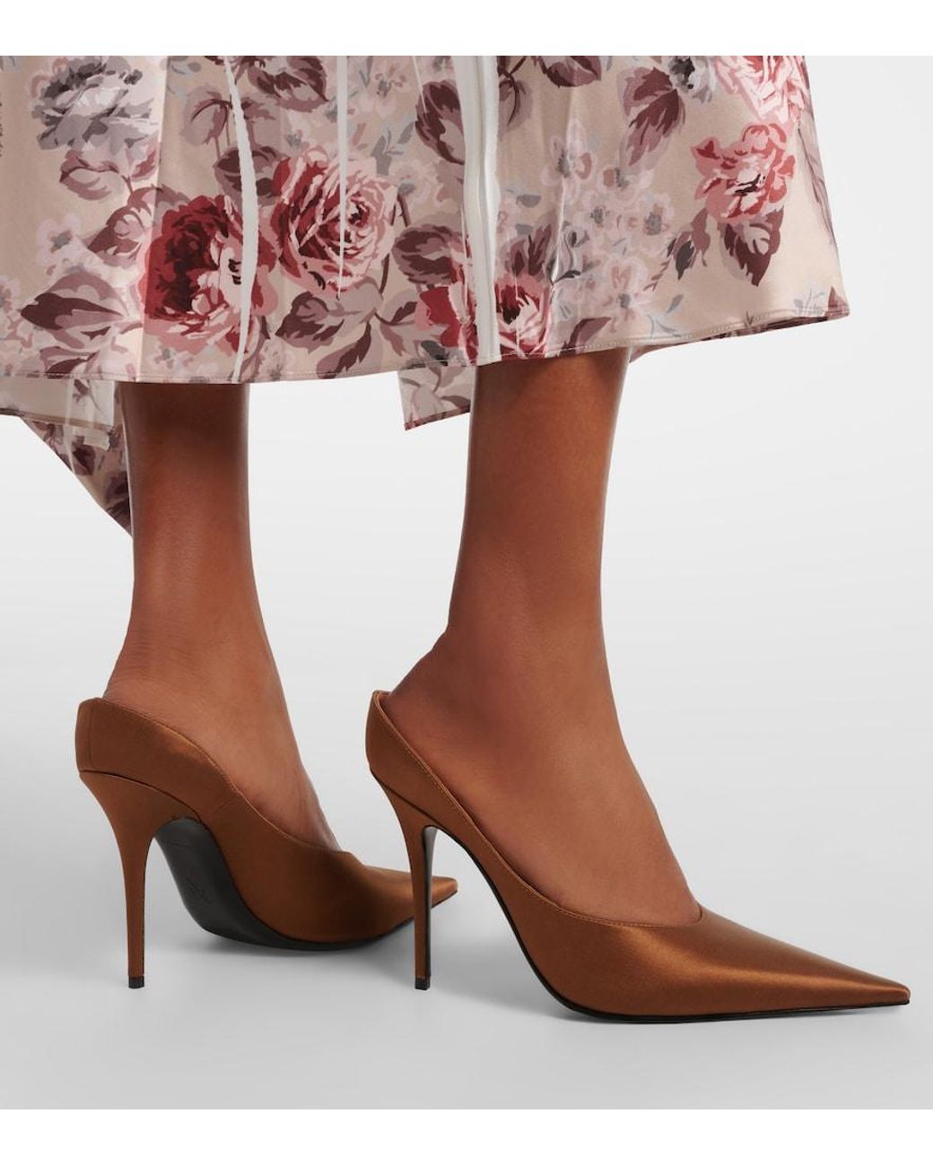 AMINA MUADDI Brown Anok Satin Mules
