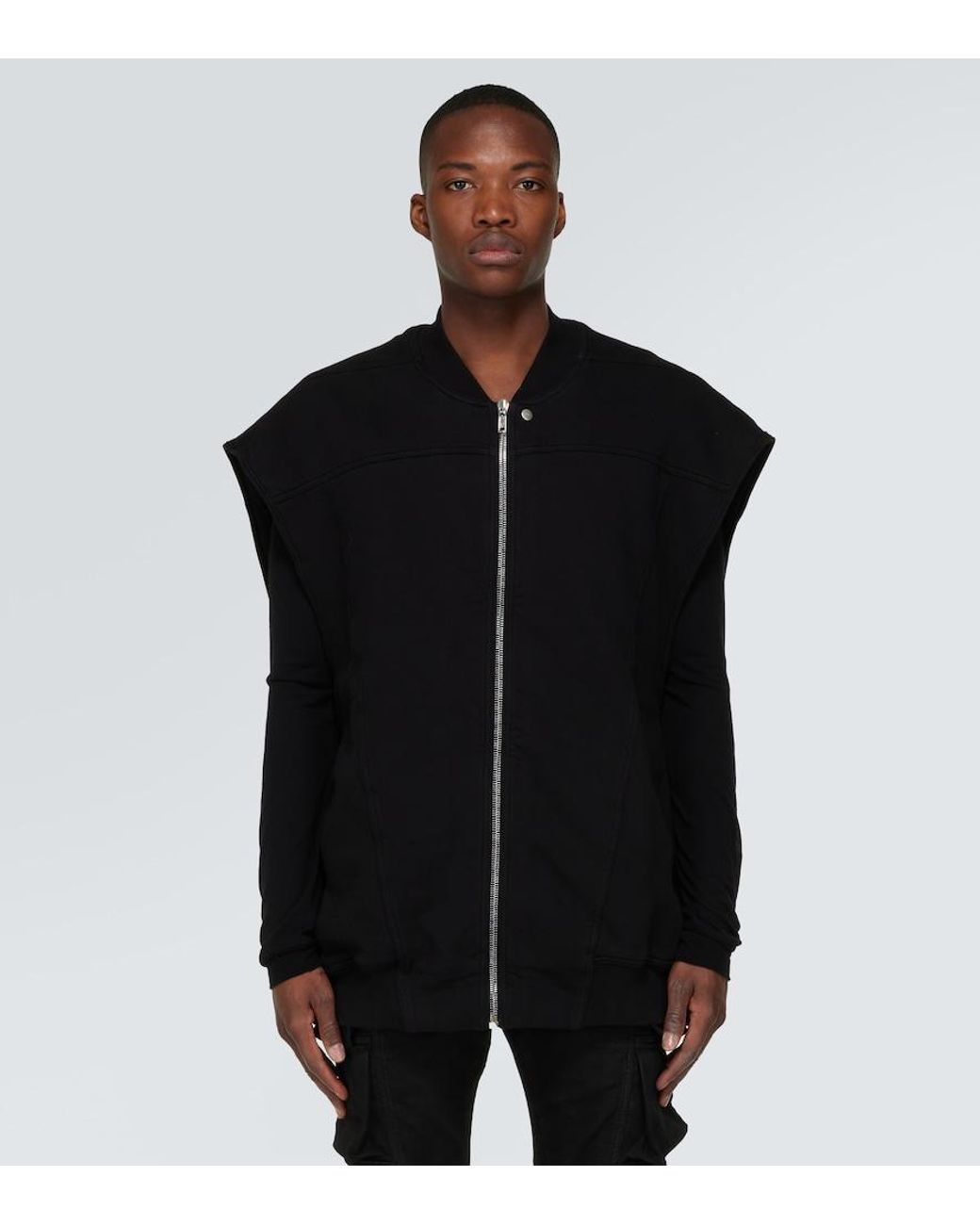 Rick Owens Black Oversized Cotton Jersey Vest for men