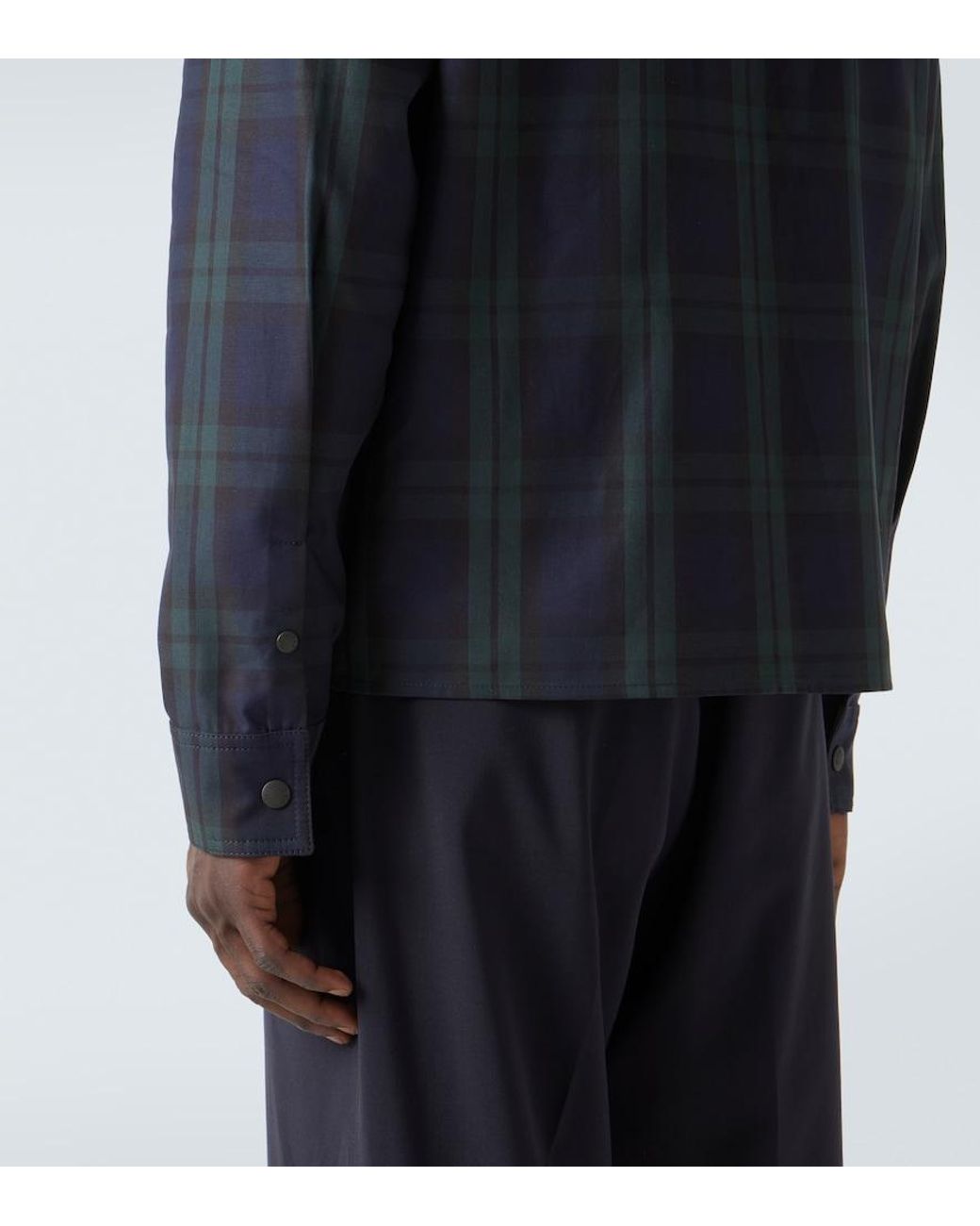 Moncler Blue Checked Cotton Jacket for men