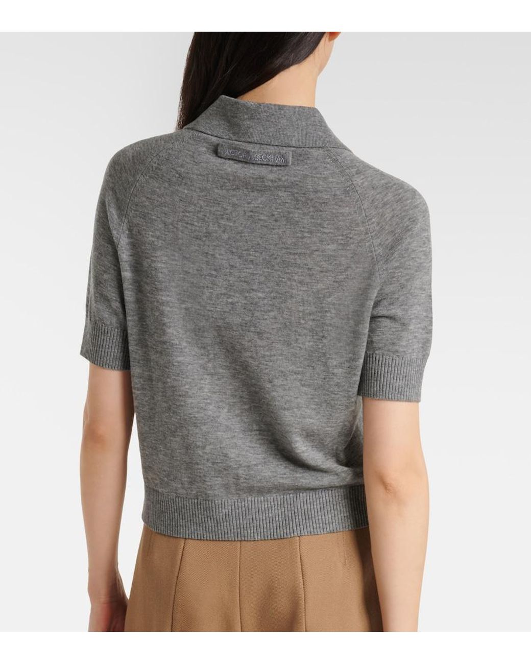 Victoria Beckham Gray Wool Polo Shirt