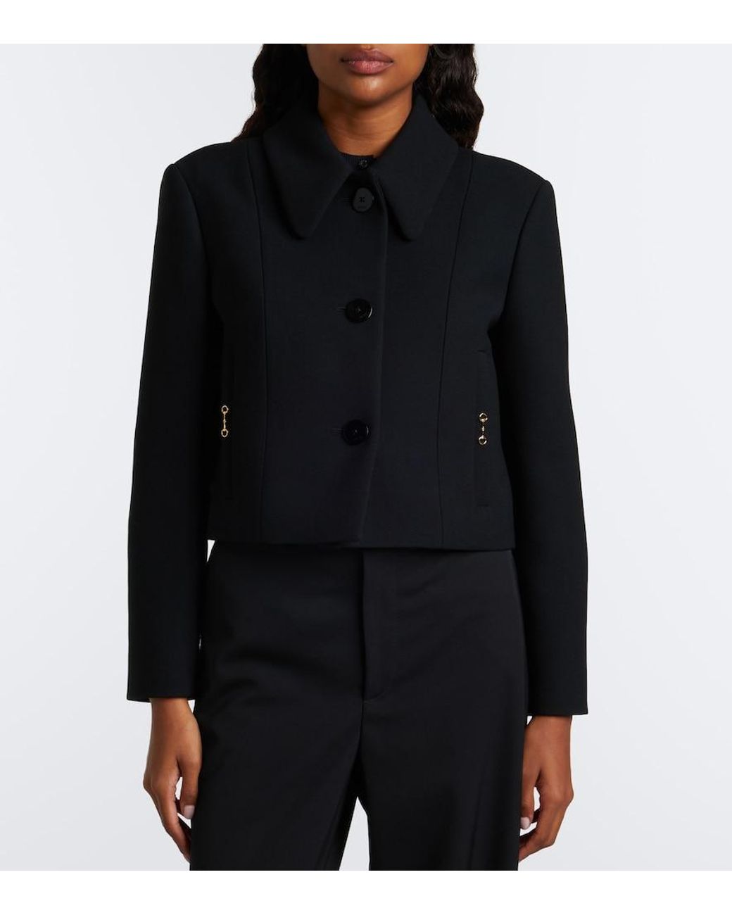 Gucci Blue Horsebit Wool Crepe Jacket