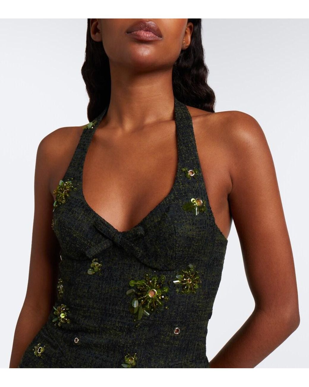 ShuShu/Tong Black Embellished Tweed Minidress