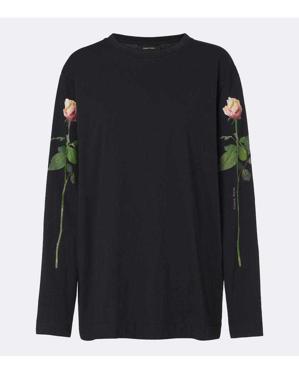 Simone Rocha Blue Floral Cotton Jersey T-Shirt