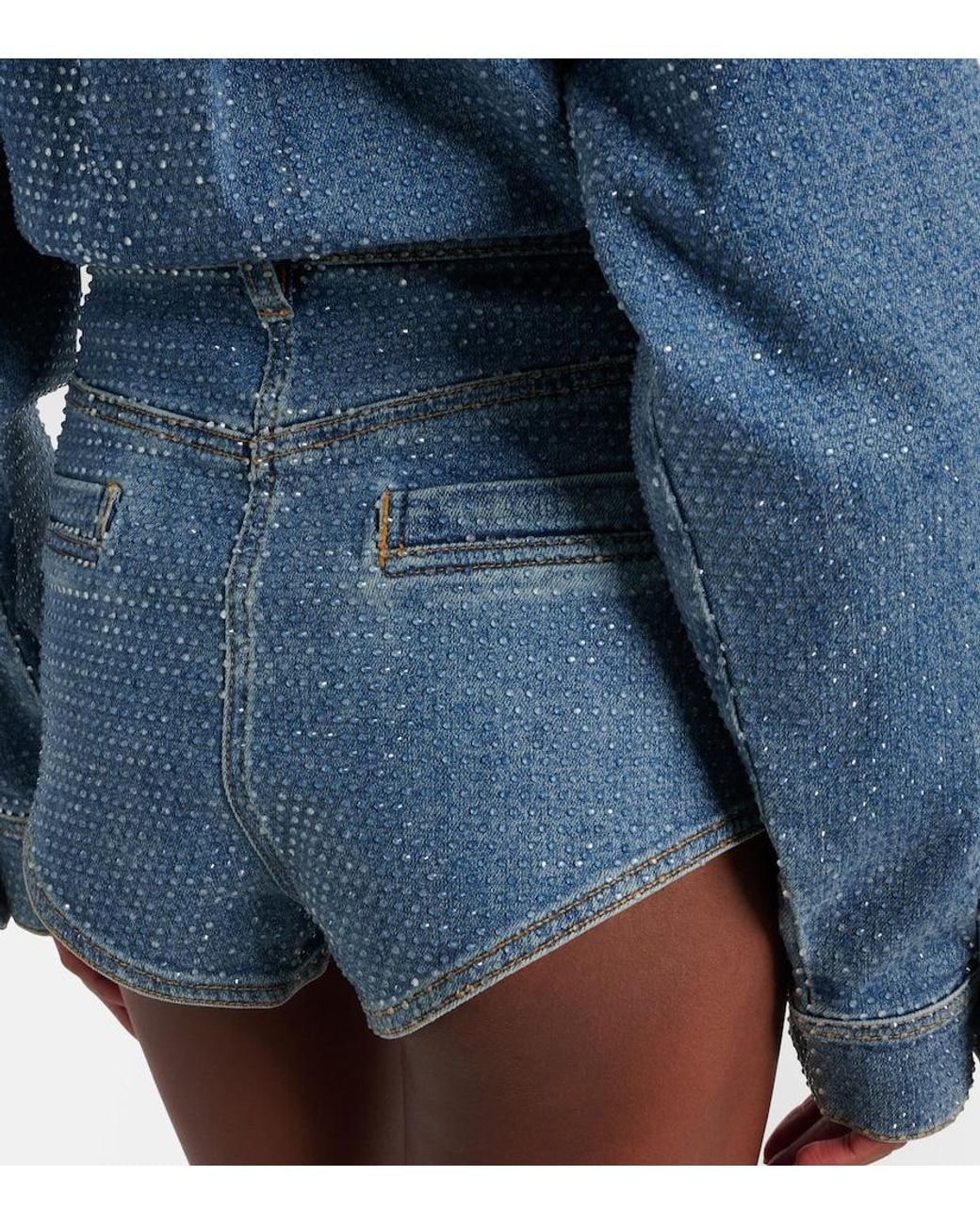 Self-Portrait Blue Embellished Denim Romper