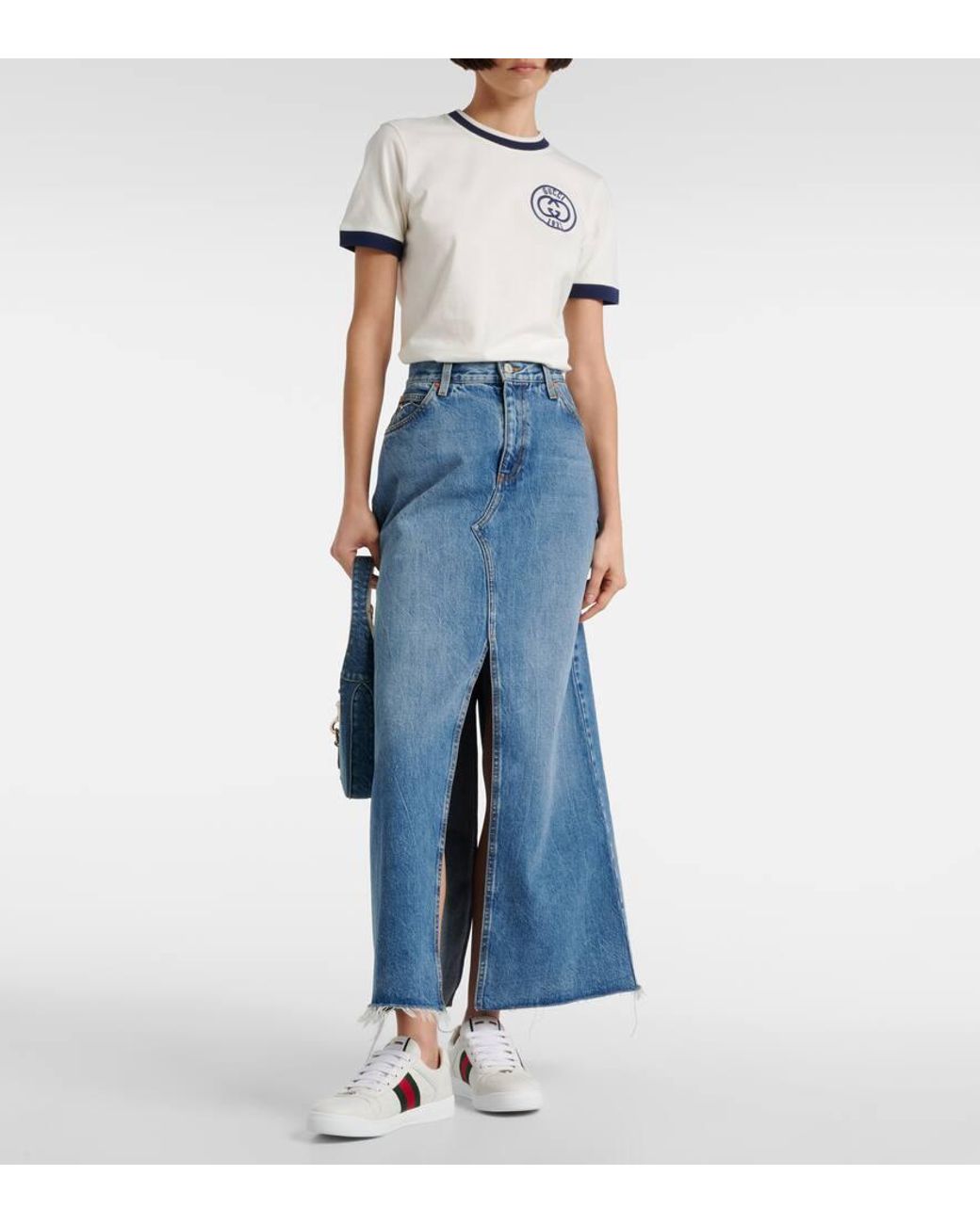 Gucci White Interlocking G Stripe Leder Low-Top Sneakers