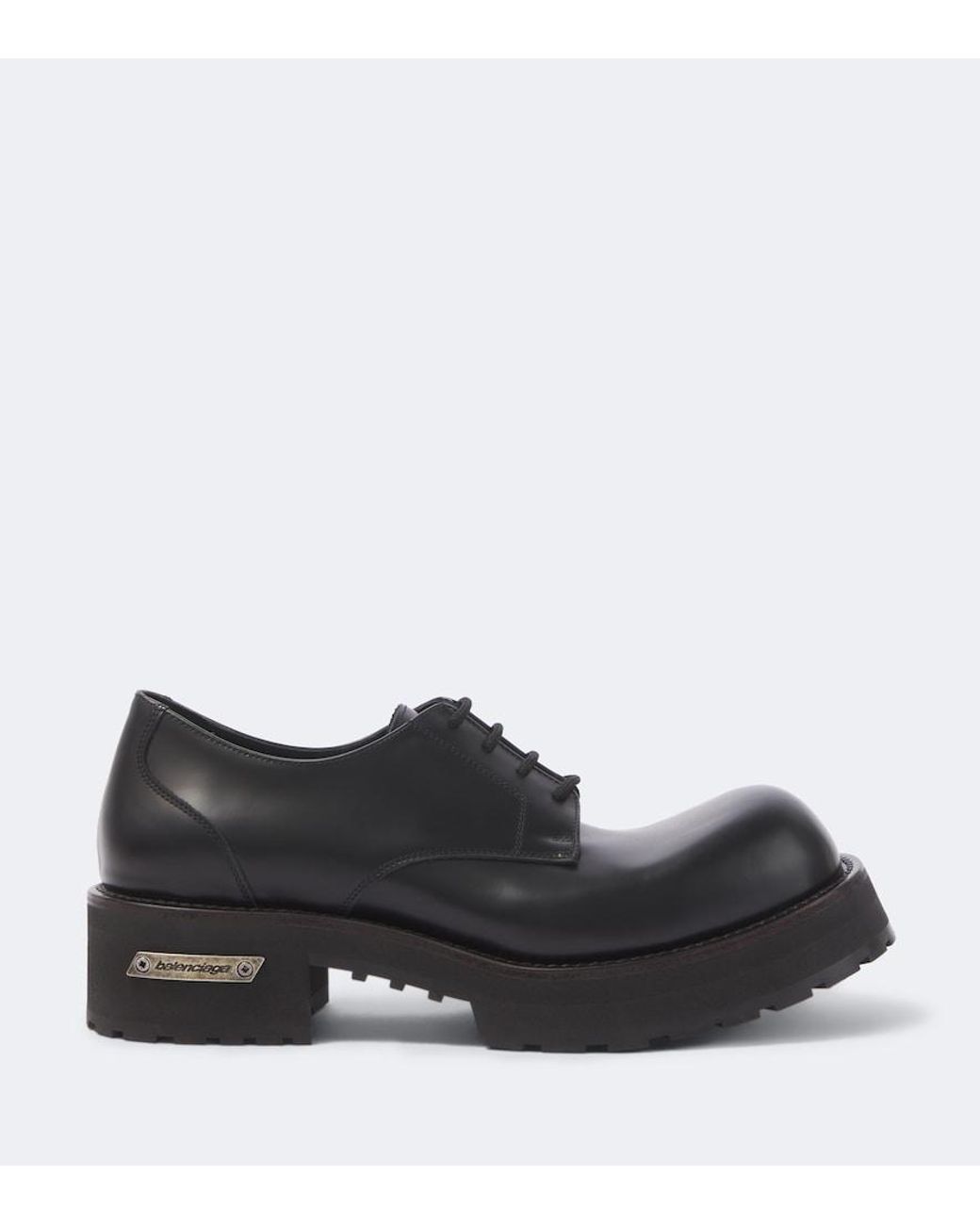 Balenciaga Black Venom Leather Derby Shoes for men