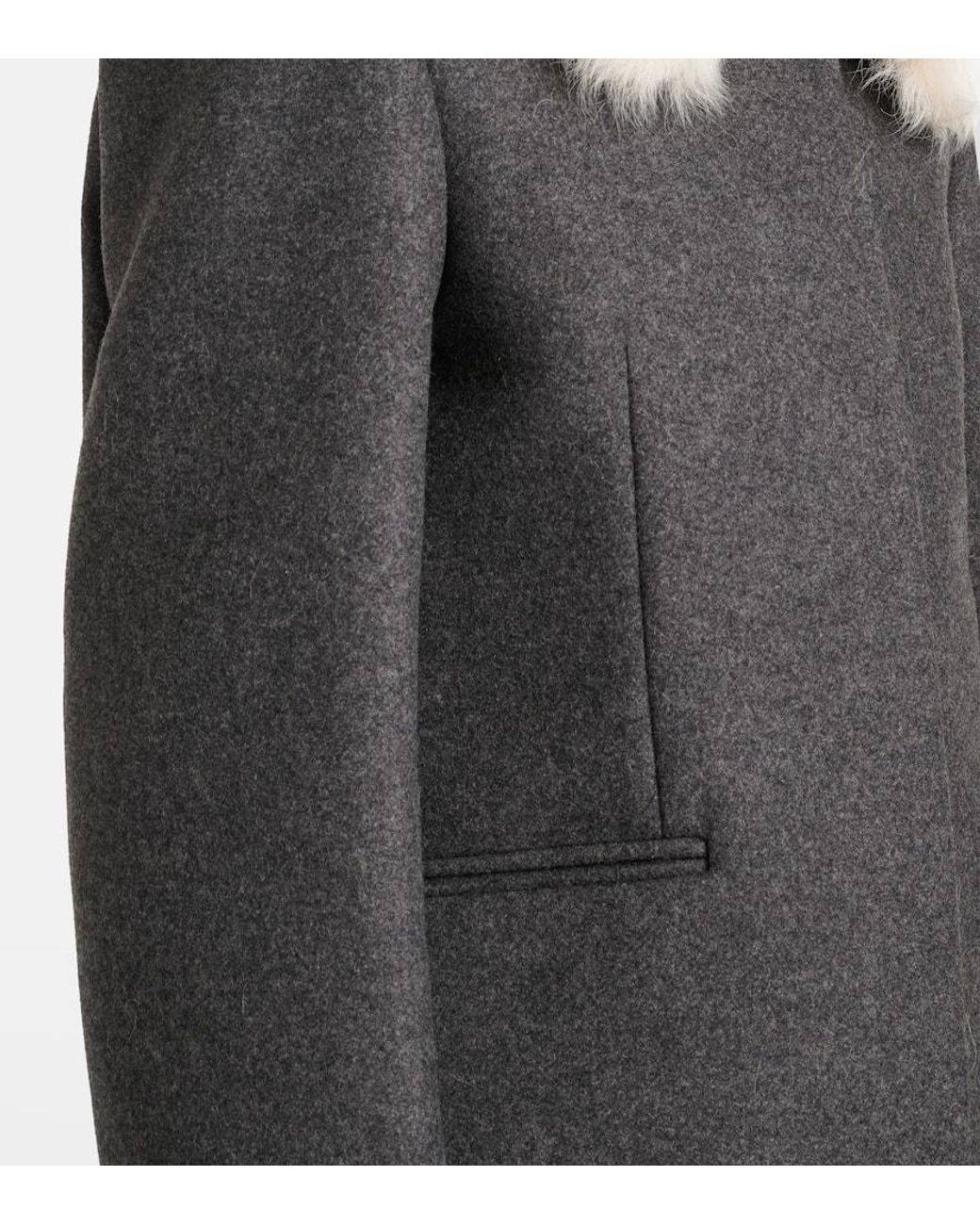 Totême  Black Shearling-Trimmed Wool-Blend Jacket