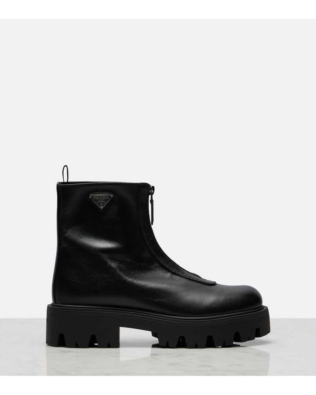 Prada Black Ankle Boots Aus Leder