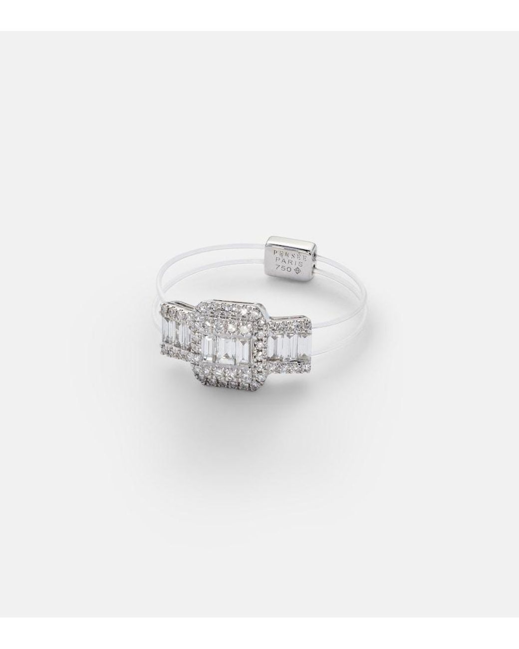 PERSÉE White Floating 18Kt Ring With Diamonds
