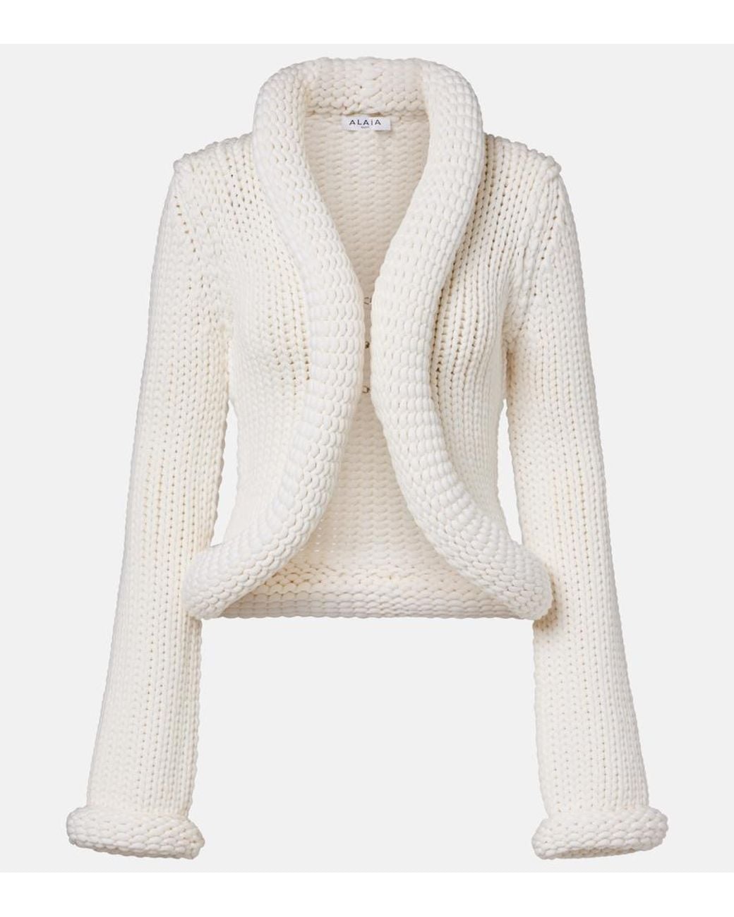 Alaïa White Padded Wool-Blend Cardigan
