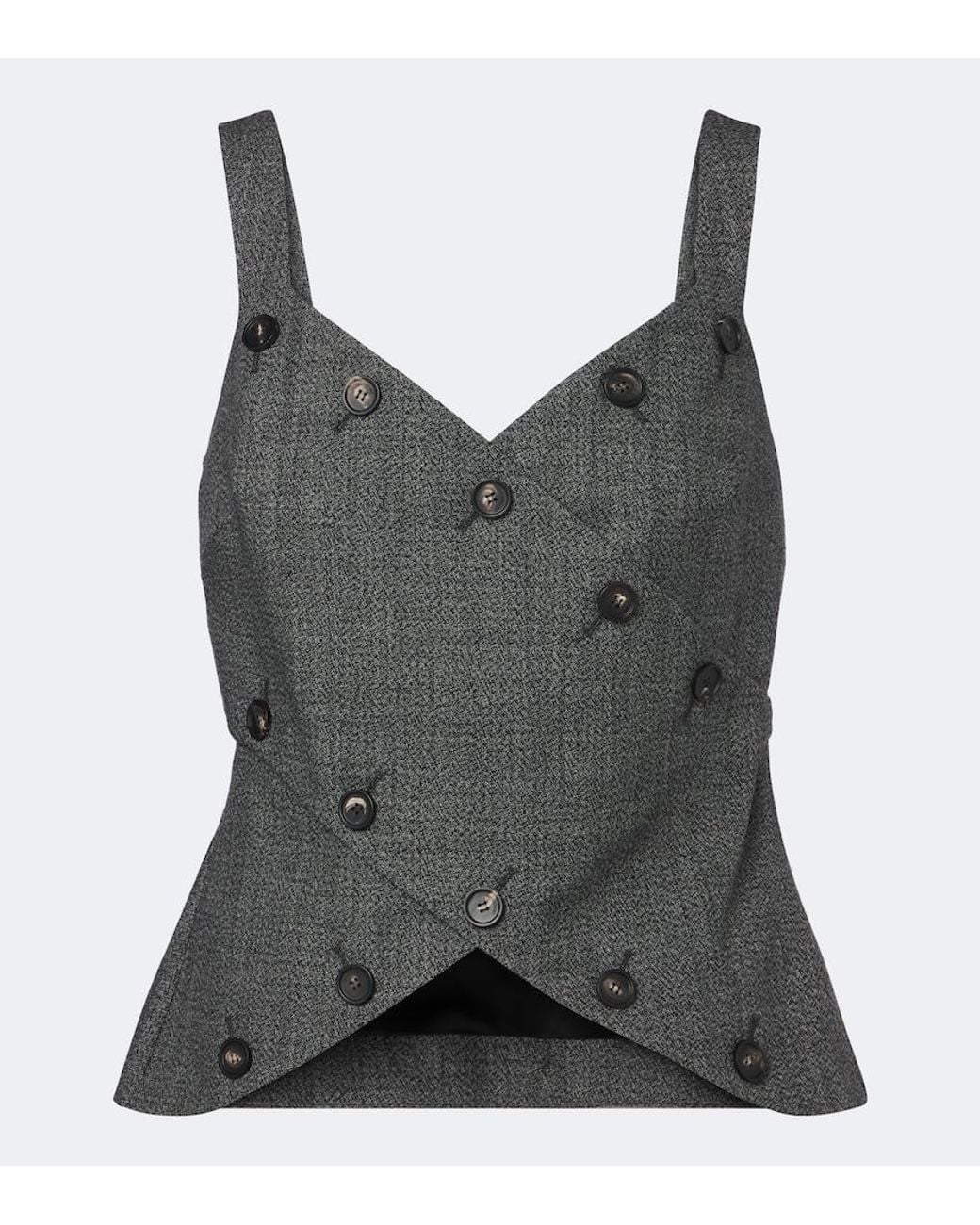 Ferragamo Gray Paneled Virgin Wool Top