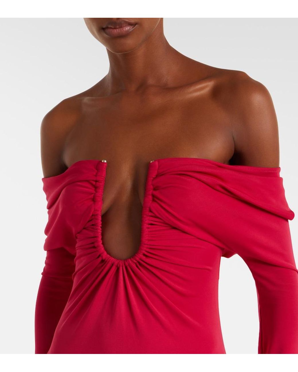 Christopher Esber Arced Palm Cutout Gathered Gown