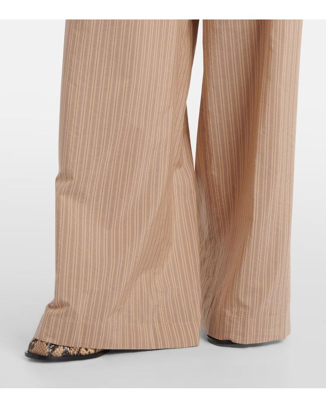 Dries Van Noten Natural Striped Cotton-Blend Palazzo Pants