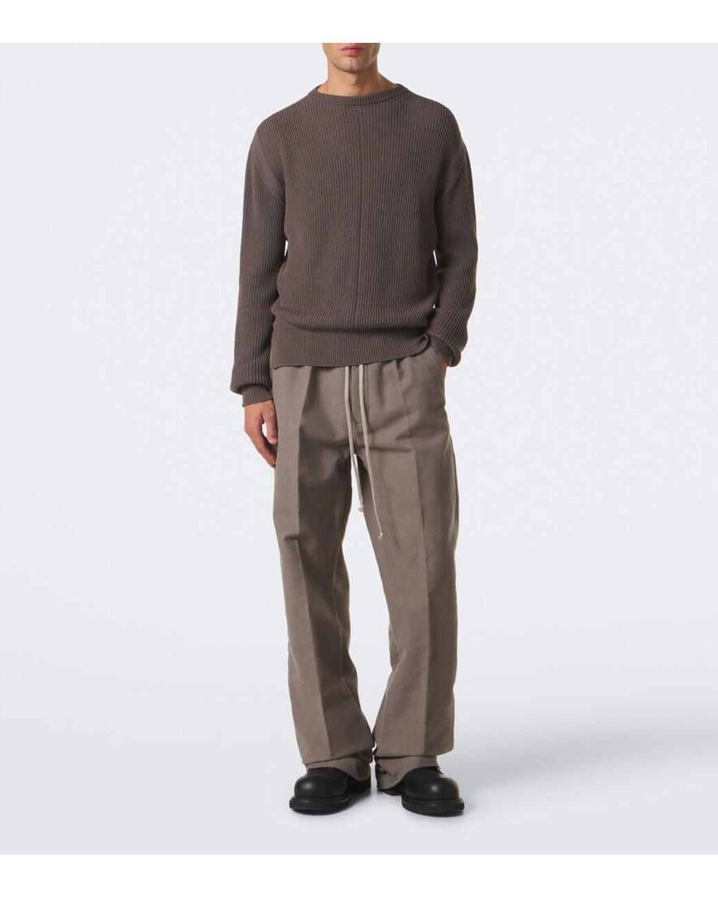 Rick Owens Gray Dietrich Cotton Twill Straight Pants for men