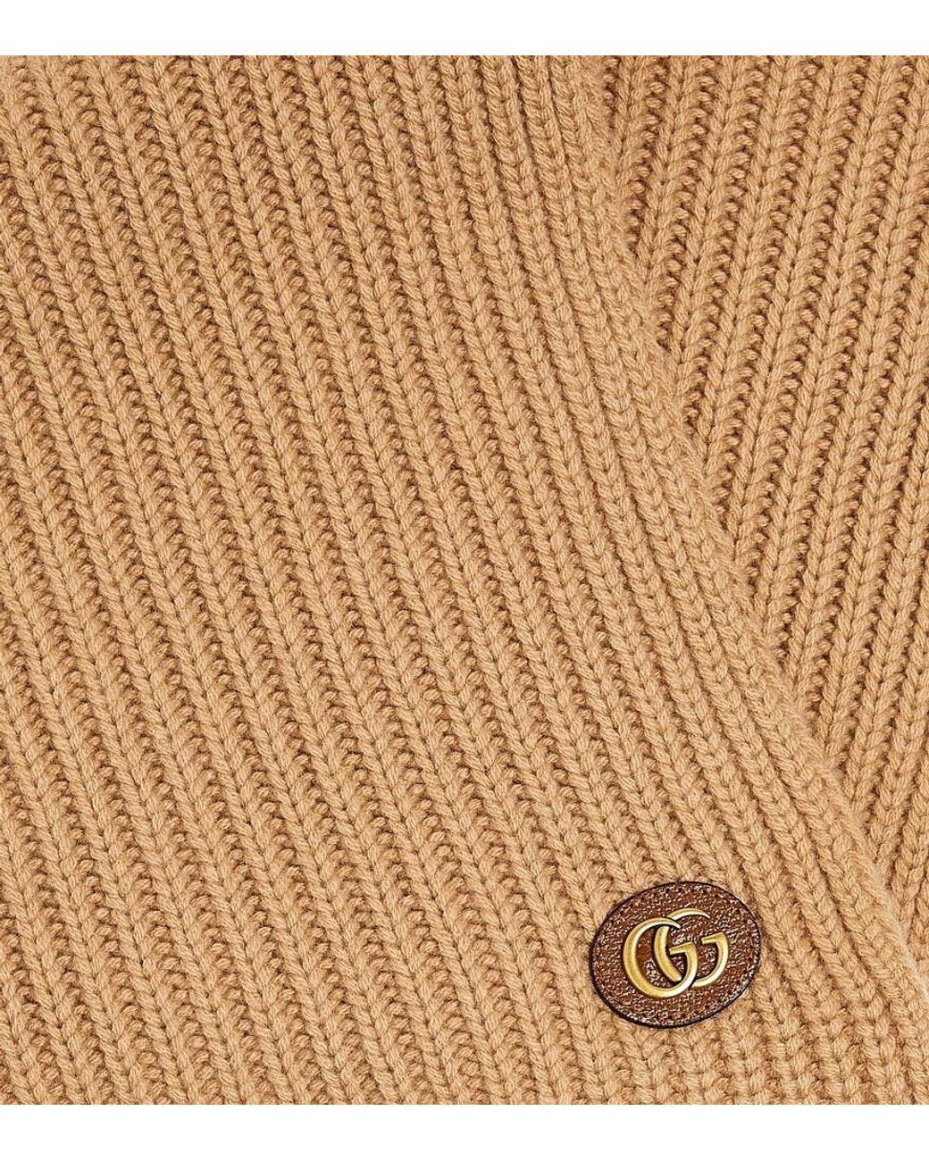 Gucci Natural Ribbed-Knit Wool And Cashmere Scarf