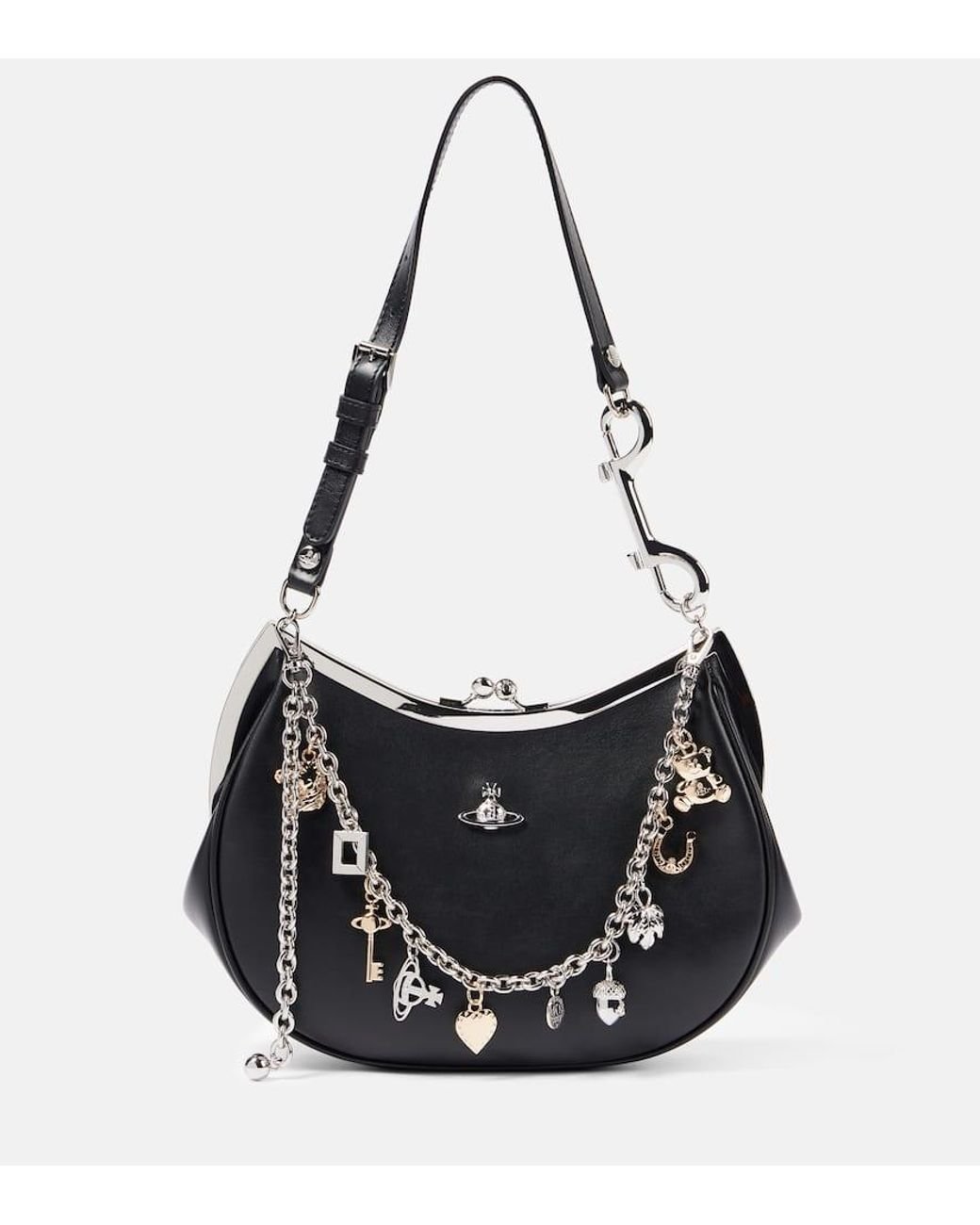 Vivienne☆SOFT LEATHER CHARM FRAME ハンドバッグ SOFT LEATHER CHARM FRAME ハンドバッグ(ブラック)（レディース