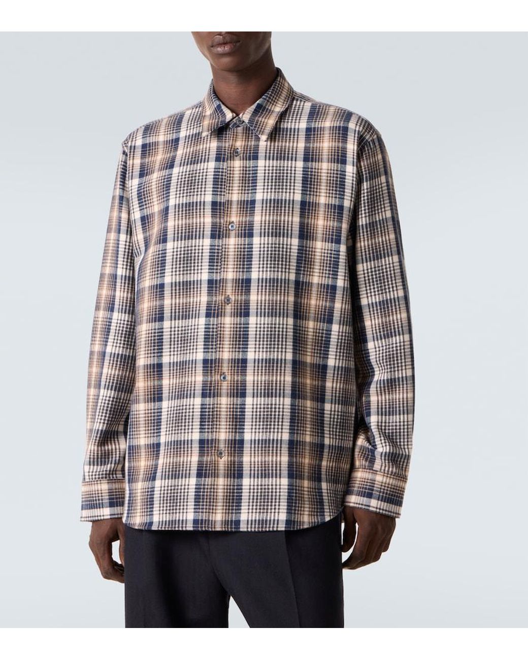 Studio Nicholson Blue X Aaron Levine View Checked Cotton Shirt for men