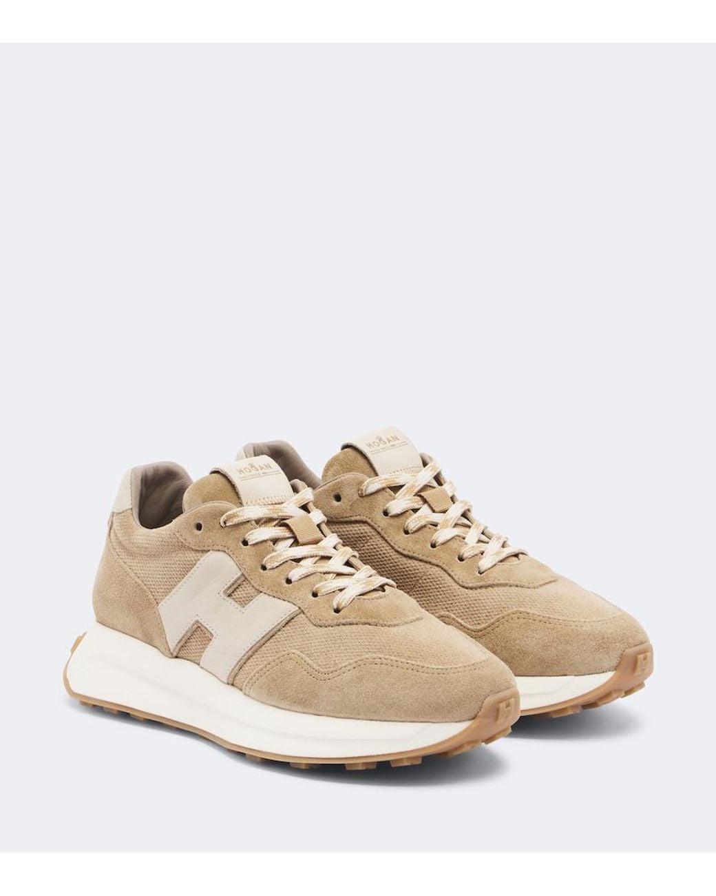 Hogan Black H641 Leather-Trimmed Suede Sneakers