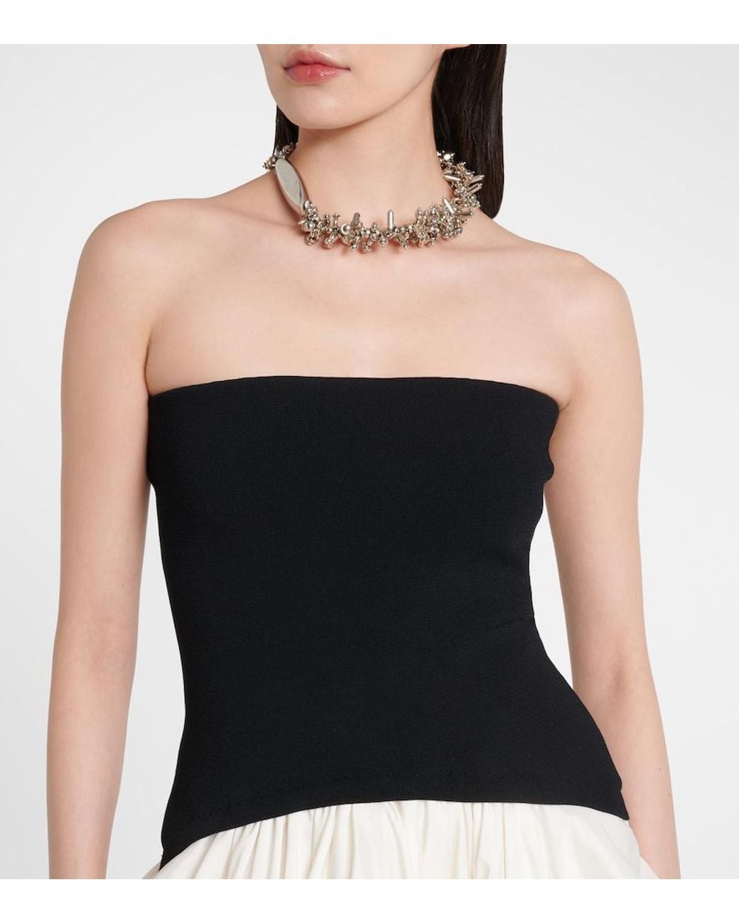 Jonathan Simkhai White Izzy Strapless Taffeta Midi Dress