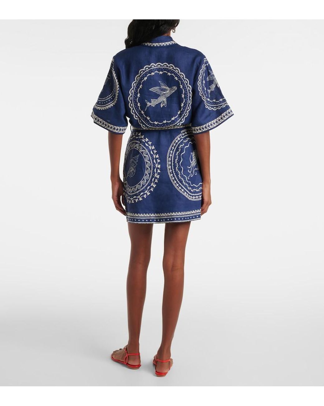 ALÉMAIS Blue Oceane Linen Minidress