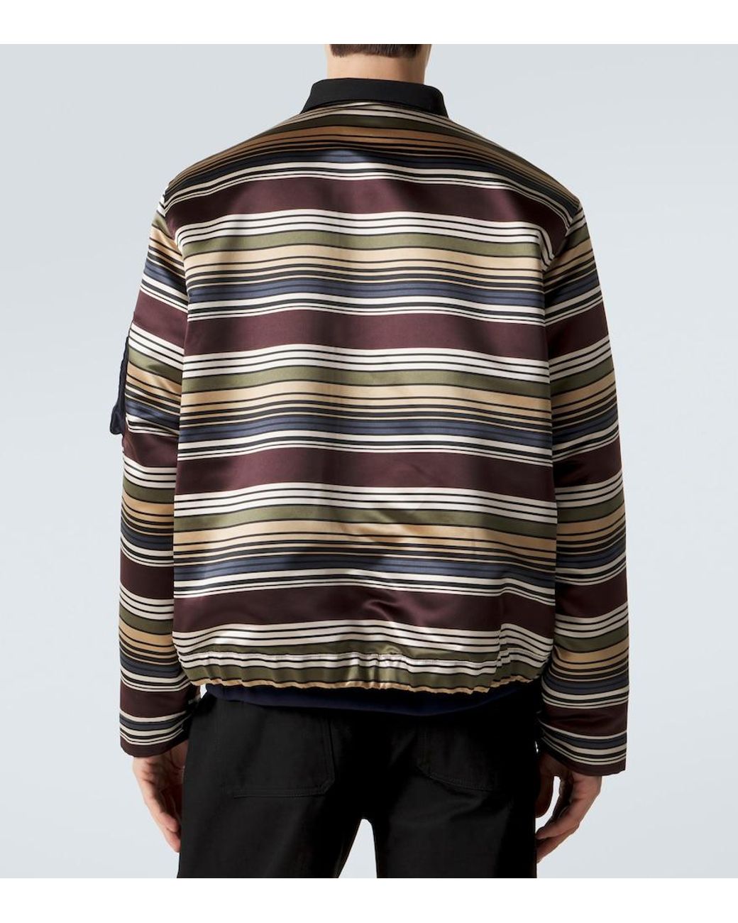 Sacai Black Striped Blouson Jacket for men