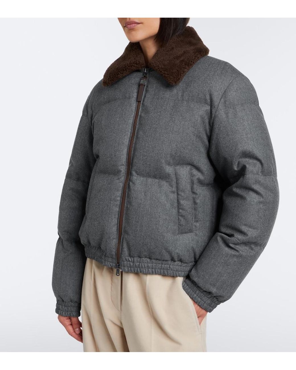 Brunello Cucinelli Gray Monili Virgin Wool Down Jacket
