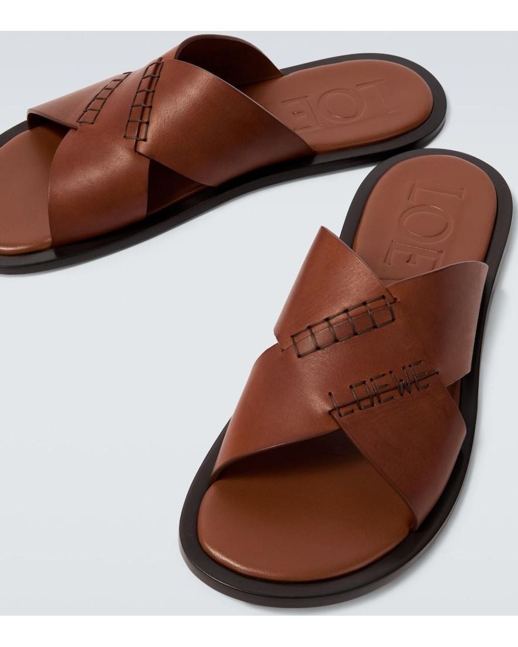 Loewe Brown Paula's Ibiza Flex Leather Sandals for men