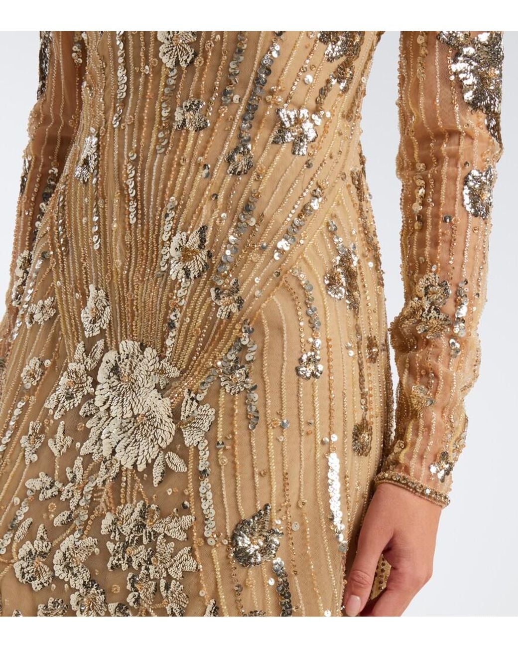 Georges Hobeika Natural Embellished Tulle Gown