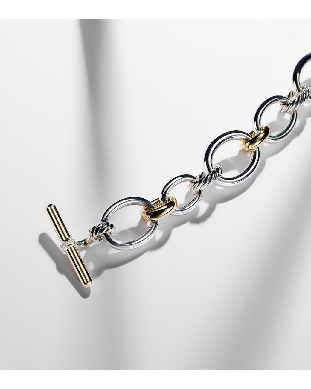 David Yurman Metallic Dy Mercer 18Kt And Sterling Chain Bracelet With Diamonds