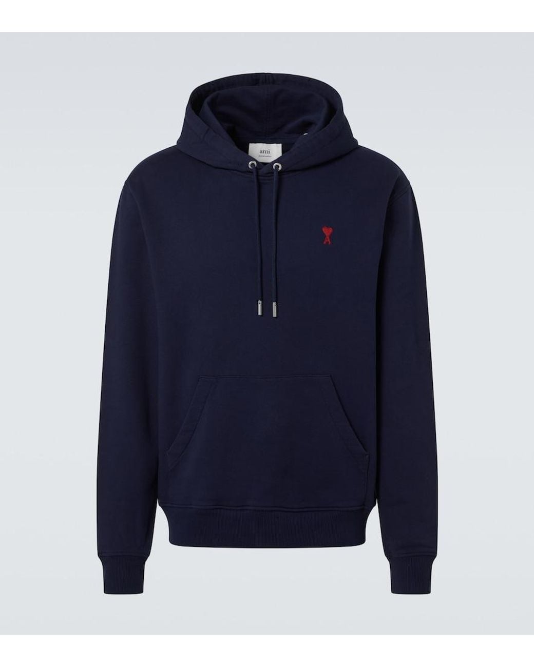 AMI Blue Ami De Cour Cotton Fleece Hoodie for men