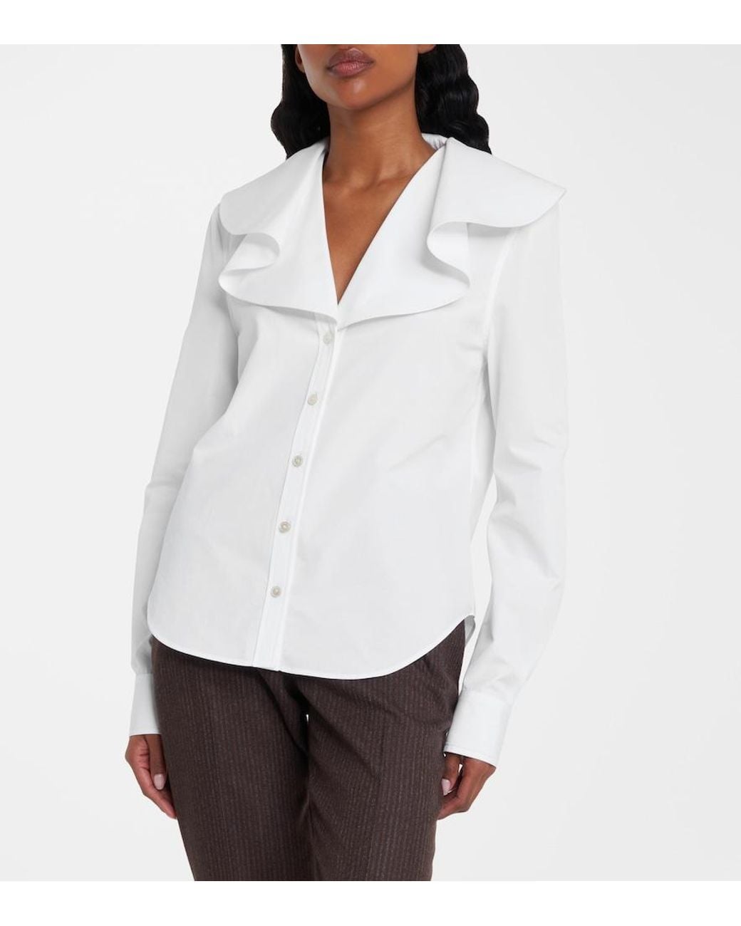 McQueen White Draped Cotton Poplin Shirt