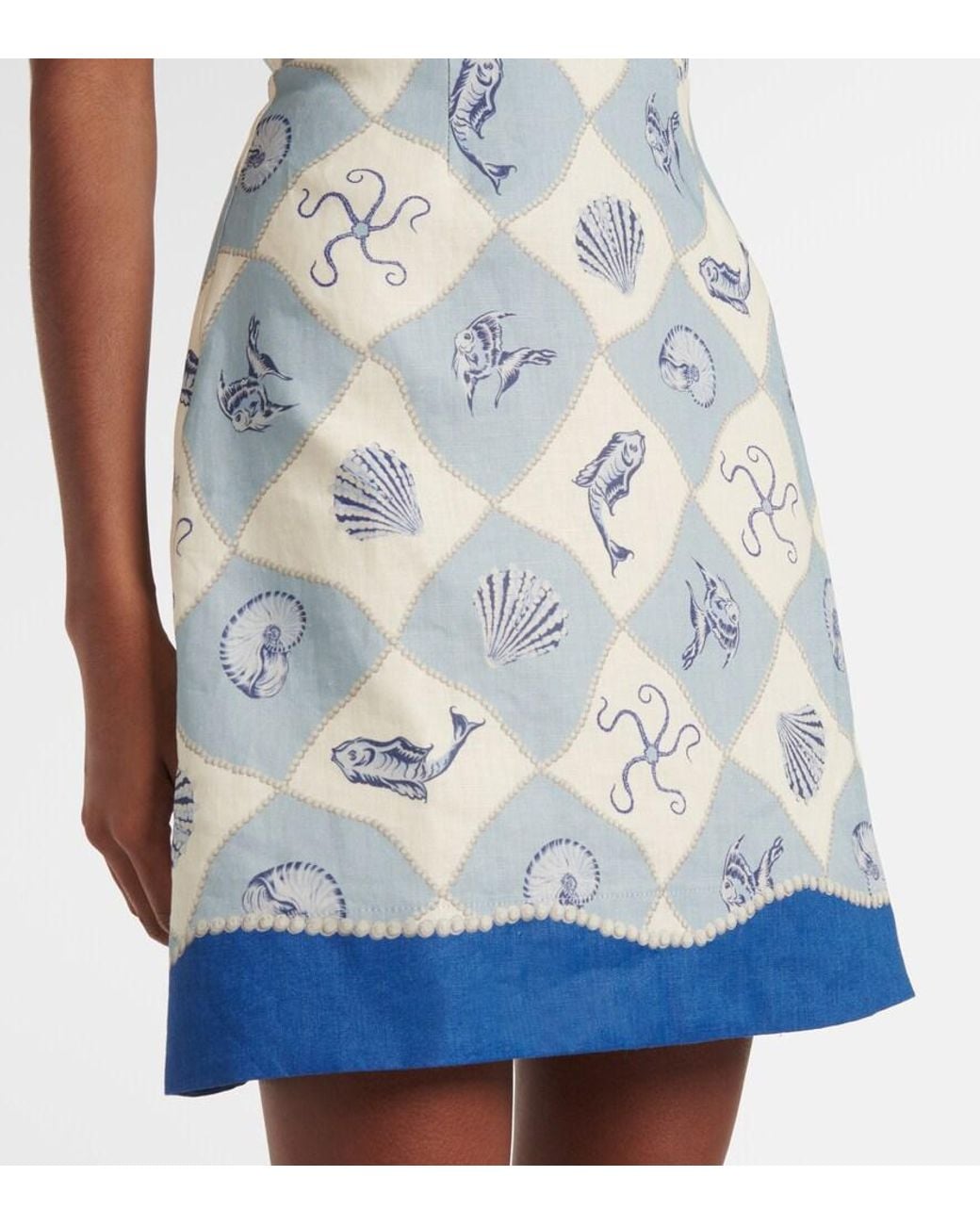 ALÉMAIS Blue Pia Printed Linen Minidress