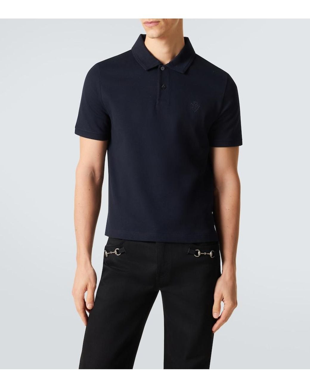 Gucci Black Logo Cotton Pique Polo Shirt for men
