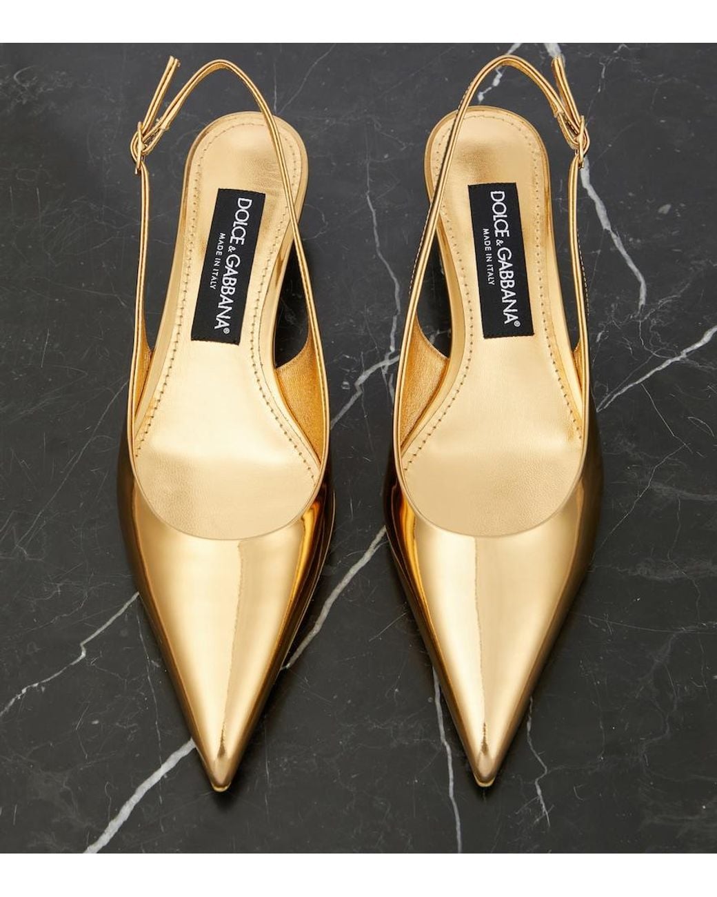 Dolce & Gabbana Metallic Patent Leather Slingback Pumps