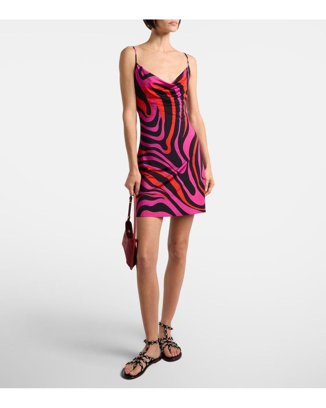 Emilio Pucci Red Marmo Draped Jersey Satin Minidress