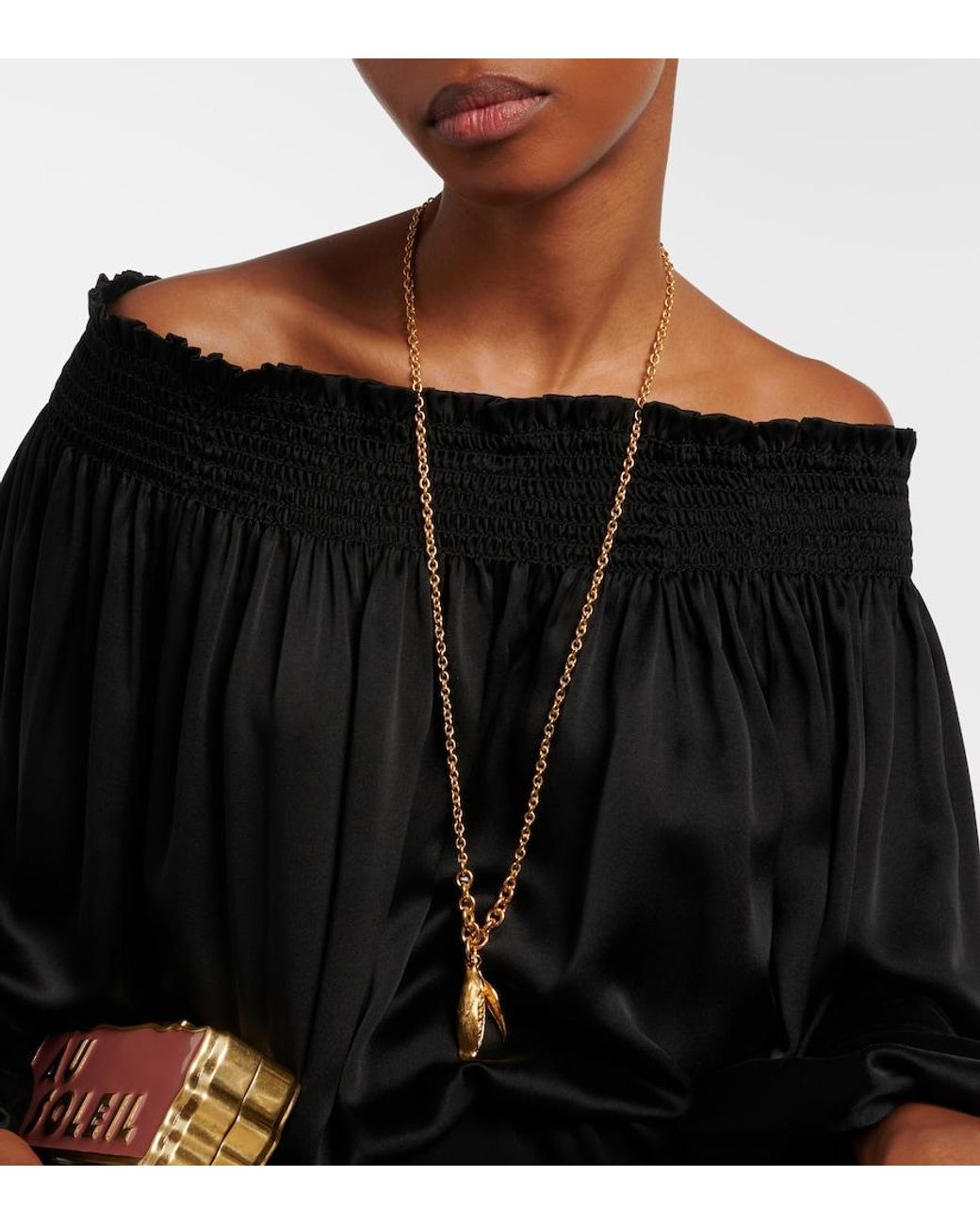 Chloé Metallic Faux Pearl-Embellished Chain Necklace