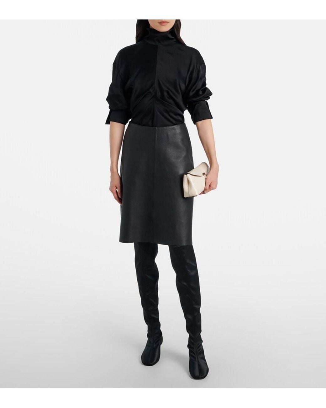 Totême Black Satin Knee-High Boots