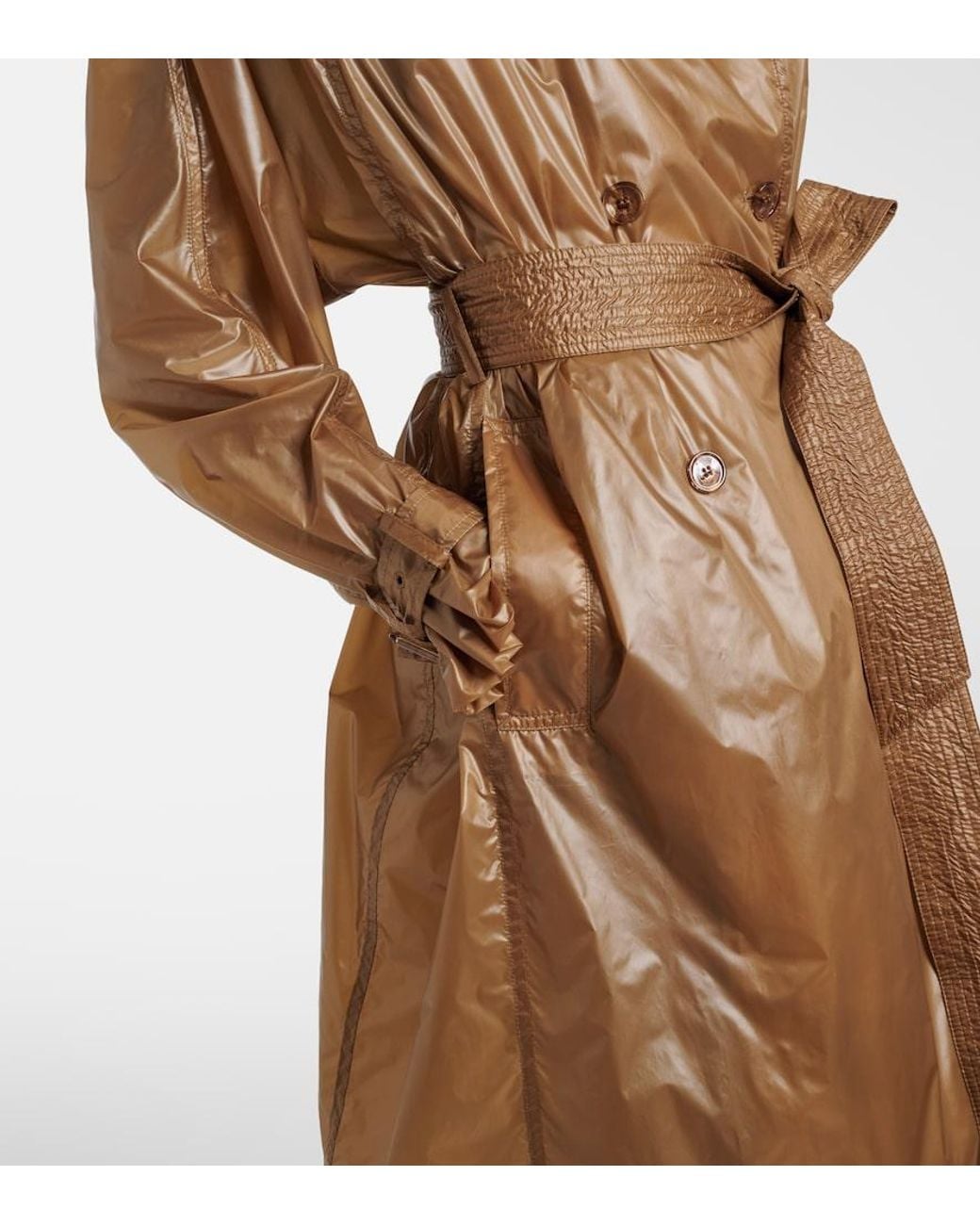 Saint Laurent Brown Tie-Neck Trench Coat