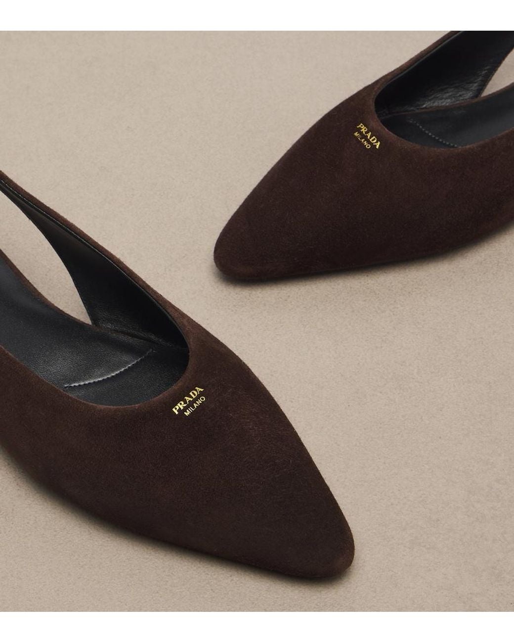 Prada Brown Suede Slingback Flats
