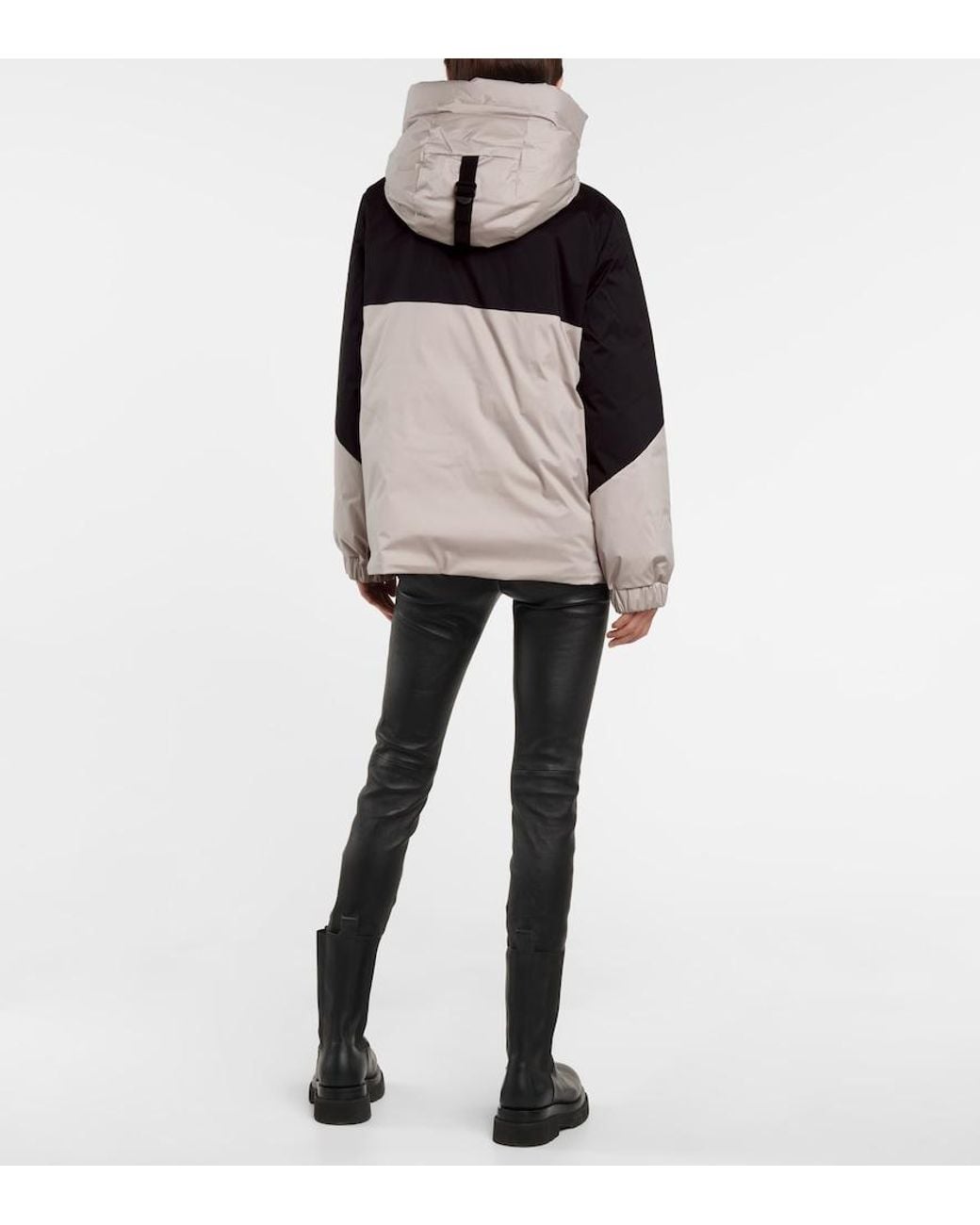 Moncler Gray Iberis Hooded Half-Zip Down Jacket