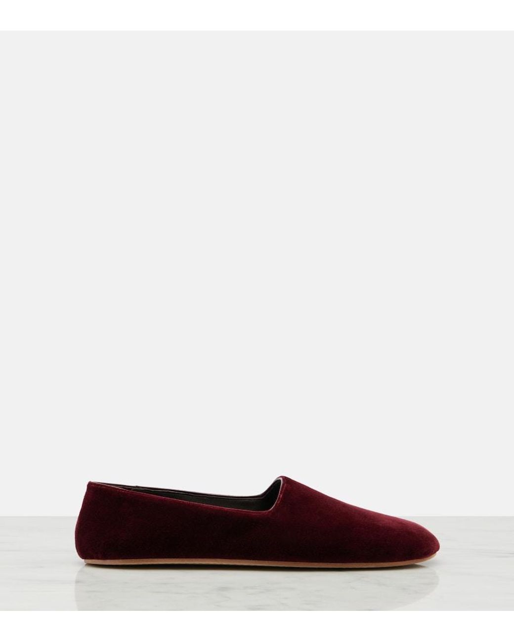The Row Red Ponti Velvet Slip-On Shoes