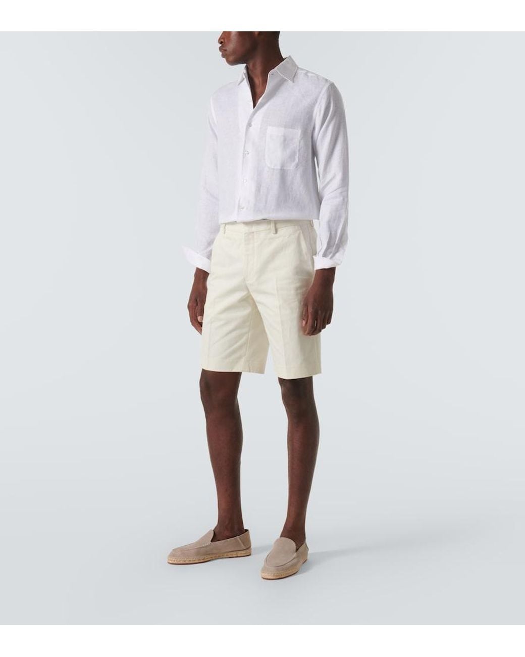 Loro Piana White Andre Linen Shirt for men