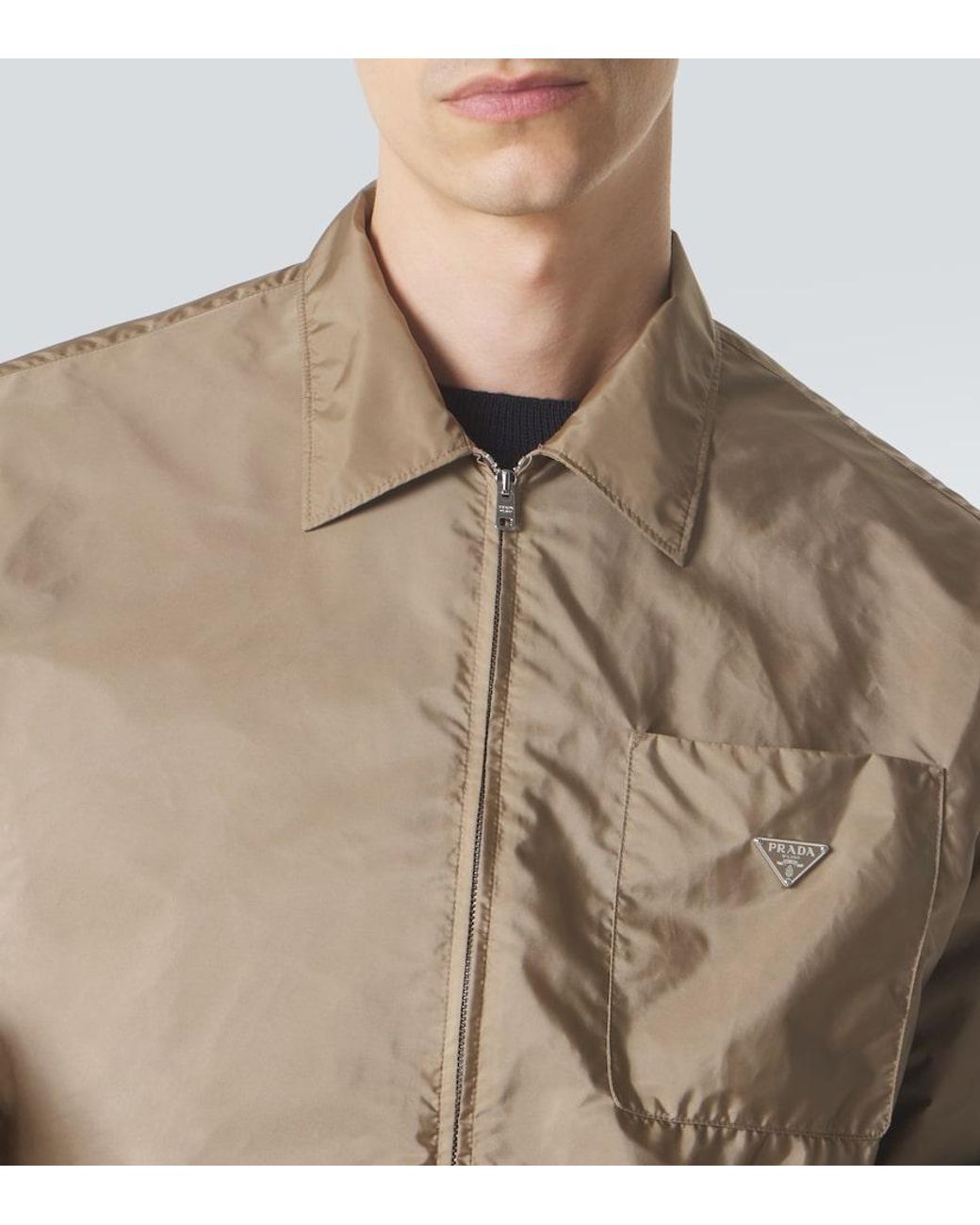 Prada Natural Re-Nylon Zip-Up Shirt for men