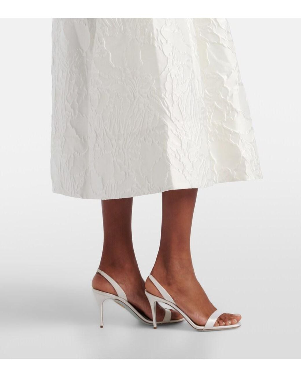 Rebecca Vallance White Bridal Winslet Jacquard Midi Dress