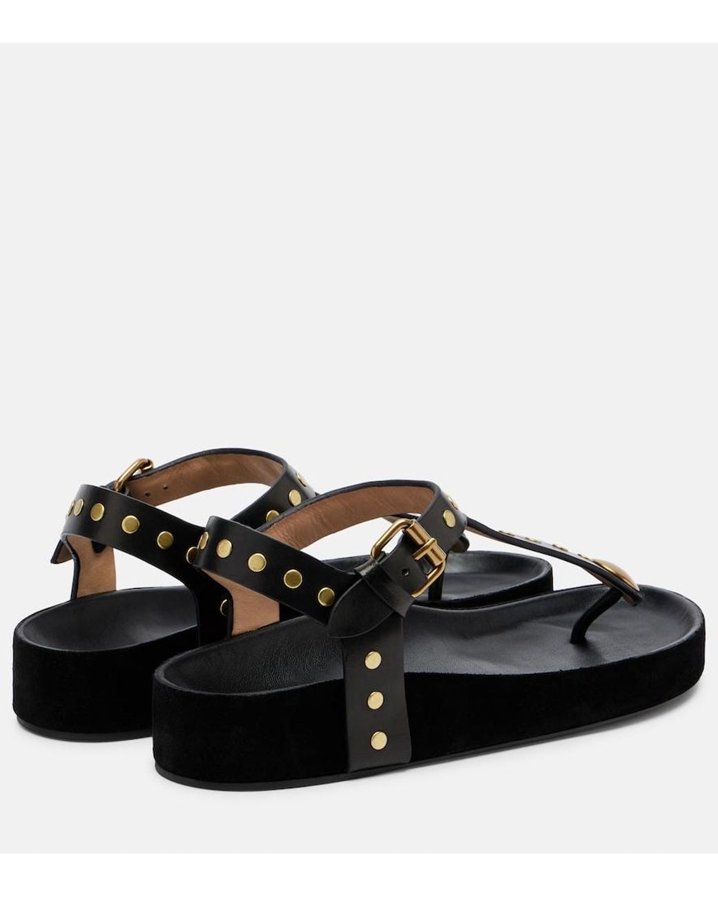 Isabel Marant Black Enore Studded Leather Thong Sandals