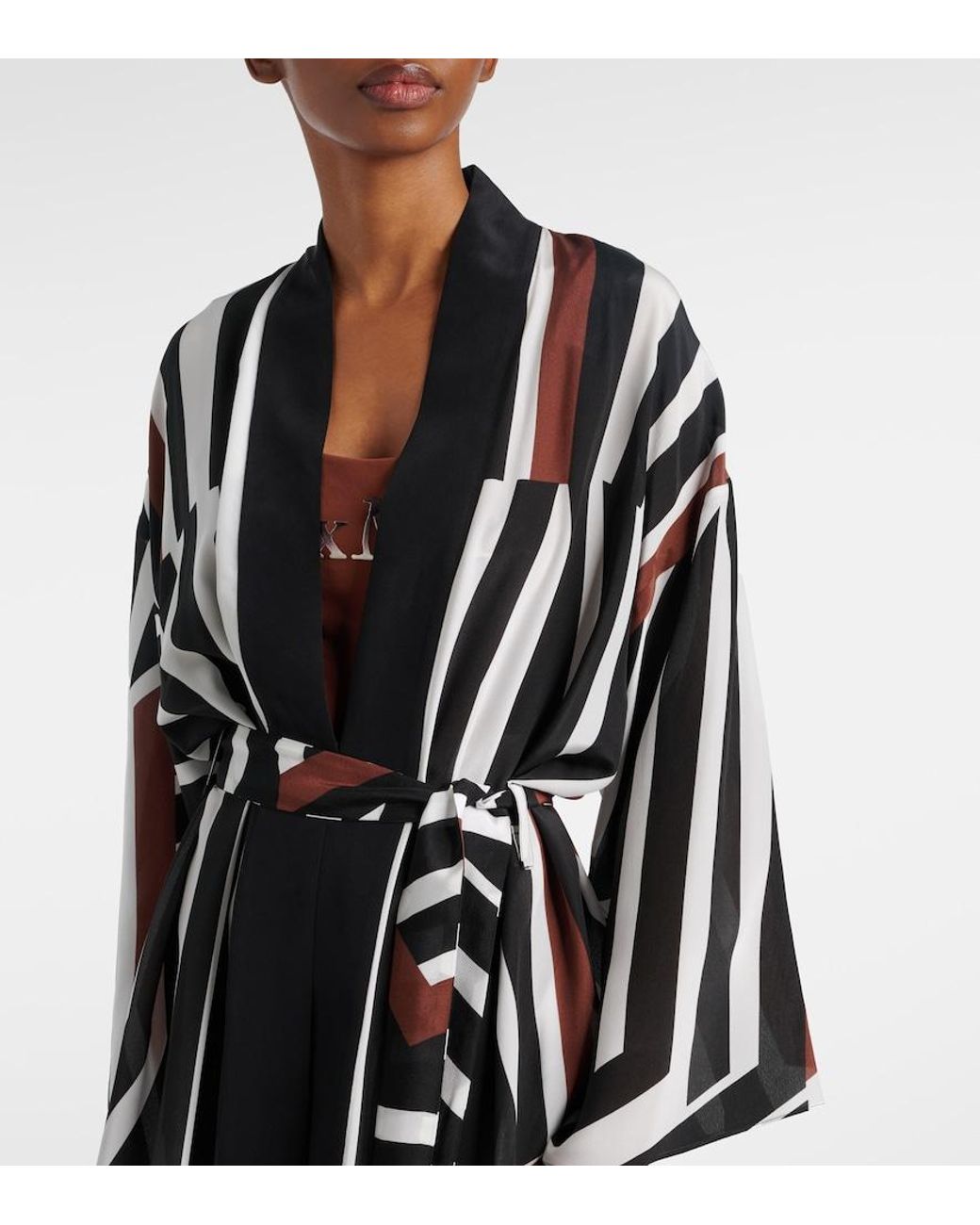 Max Mara Black Ovatte Striped Beach Cover-Up